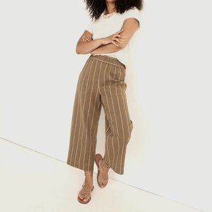 Linen-Cotton Huston Pull-On Crop Pants in Stripe